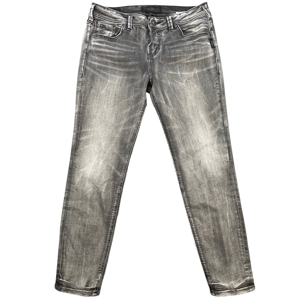 Silver Jeans Grey Avery Ankle Skinny High Rise Curvy Jeans Womens 29